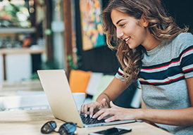  woman using a laptop