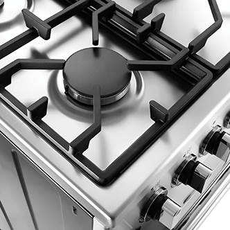 A closeup of a gas stove burner