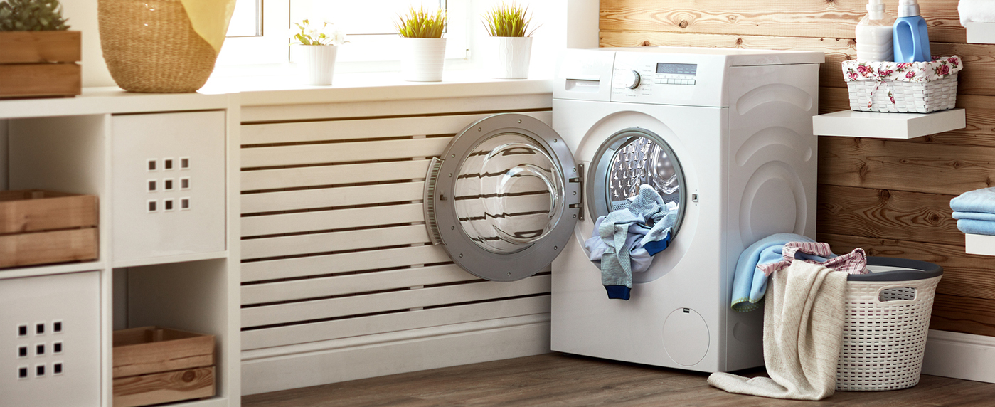  A front-loading drying with clothes in it