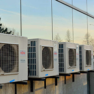 A ductless heating and cooling unit installed on a wall