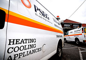 PSE&G WorryFree, Appliance trucks are shown.